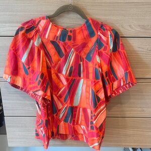 Marie Oliver Red and Pink Geometric Blouse